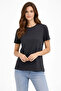 Women's Smoked Crew Neck Regular Fit Basic Cotton Daily Use T-Shirt - 3