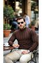Modig Men's Half Turtleneck Embossed Patterned Knitwear - 3