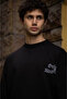 Printed Unisex Casual Style Black Crew Neck Oversize T-Shirt
