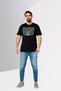 Men Crew Neck Short Sleeve Graphic Print T-Shirt, Black - 3