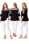 Plus Size Full Lycra Tulle Sleeves with Fluttered Collar, Low-Cut Aesthetic Trend Summer Fashion Sweat-Proof Blouse - 5