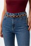 Colorful Plastic Bead Detailed Women's Waist Cord with Gold Chain Detail Adjustable Belt