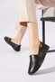 Altes Sole Stretched Genuine Leather Orthopedic Women's Shoes Black Skin - 2