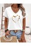 Hearts to Heart Printed Women's Oversized V-Neck T-Shirt