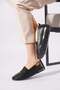 Altes Sole Stretched Genuine Leather Orthopedic Women's Shoes Black Skin - 3