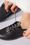Resu Pleated Elastic Perforated Sole Stitched Genuine Leather Orthopedic Women's Shoes Black Skin - 5