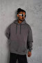 Basic Textured Men's Casual Style Gray Hooded Sweatshirt - 2