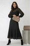 Black Lace Fish Skirt Women's Midi Length Stylish Hijab Elegant Cut Full Fit Daily Modern Combination - 2