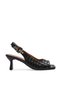 Women's Black Knitted Patterned Buckle Thick Heeled Sandals Special Design Heel Stylish Office & Daily Shoes - 4