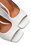 Women's White Knitted Patterned Buckle Thick Heeled Sandals Special Design Heel Stylish Office & Daily Shoes
