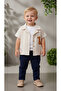 Baby Boy Giraffe Patterned Shirt, T-Shirt and Pants 3-Piece Set - 3