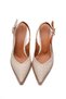 Women's Beige Knitted Patterned Pointed Toe Buckle Heeled Shoes Special Design Heel Daily & Office - 6