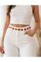 Colorful Plastic Bead Detailed Women's Waist Cord with Gold Chain Detail Adjustable Belt - 3