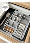 Luxury Drawer Organizer Set - Telescopic Spoon Holder with Spoon and Knife Compartments - Sliding Spoon Holder - 4