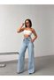 TREND HIGH WAIST SPECIAL DESIGN WIDE LEG JEAN RIPPED BAGGY PALAZZO PANTS - 8