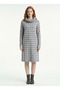 Women's Gray Plaid Knitted Knitwear Long Sleeve Tunic Dress