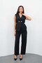 Women's Black Vest Trousers Double Set Belt Detailed Stylish Office Casual New Season - 7