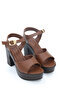 Nvl 163 Flat Strap Adjustable Buckle Detailed Platform Heeled Shoes