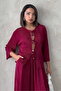 Front Tie Pleated Shirt - Burgundy |   F1739 - Burgundy