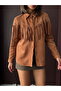 Tasseled Dropped Scuba Suede Shirt - Tan |   F2029 - Tan - 4