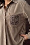 Embroidered Pocket Corduroy Shirt - Mink |   F1997 - Mink - 3