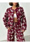 Floral Embroidered Zipper Jacket - Burgundy |   F1948 - Burgundy - 4