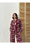 Floral Embroidered Zipper Jacket - Burgundy |   F1948 - Burgundy - 3