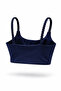 Women's Navy Blue Lightly Supported Knitted Strap Padded Sports Bra Bustier - 3