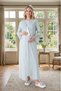 New Season Turquoise Jacquard Summer Special Design 100% Cotton Full Length Maternity Dressing Gown Nightgown Set - 6