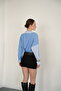 Cross-Fitting Shirt with Collar and Hem - Blue Blue |   F2094 - Blue Blue - 5