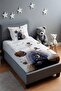 Teddy Bear Patterned Bedspread and Pillowcase in Space - 2