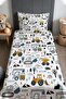 Fun Construction Time Patterned Bedspread and Pillowcase