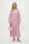 Women's Modest Linda 100% Cotton Muslin Lined Balloon Sleeve Layered Pink Long Dress - 3