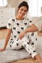 Lunawear Panda Patterned Short Sleeve Women's Pajama Set