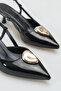 Women's heeled shoes - 5 cm stiletto heel pointed toe slingback patent leather black - 4