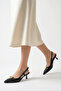 Women's heeled shoes - 5 cm stiletto heel pointed toe slingback black - 6