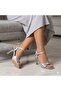 (Dekas) Women's Heeled Shoes with Front Buckle Detail Silver - 4