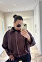 Women's Oversize Bomber Burgundy Leather Jacket with Belt