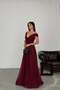 Women's Burgundy Glittering Long Evening Dress – Graduation, Sparkling Stylish Evening Gown Mlb165 - 4