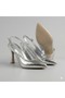 (Flosy) Closed Toe Women's Heeled Shoes Silver - 5