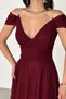 Women's Burgundy Glittering Long Evening Dress – Graduation, Sparkling Stylish Evening Gown Mlb165 - 3