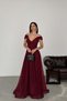 Women's Burgundy Glittering Long Evening Dress – Graduation, Sparkling Stylish Evening Gown Mlb165