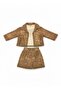 Girl's Textured Fabric Jacket Skirt Blouse Stylish Triple Design Set - 6