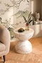 Round End Table Marble Look Side Table Modern Small Coffee Table for Living Room - 2