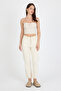 Ecru Strapless Front Knot Detailed Crop Blouse Women's Fit Cut Bustier, Front Knot Strapless Crop Blouse - 7