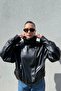 Women's Zr Model Soft Textured Light Shiny Stand Collar Leather Jacket - 5