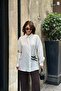 Women's Ecru Striped Buckle Oversize Shirt - Modern Cut Stylish Design Mlb173 - 2