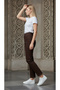 Marnie Brown Lycra Stretchy Mom Super High Waist Mom Jeans - 3