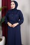 New Season Suit Set with Allerli Hijab on the Front, Top and Bottom Set with Skirt - Navy Blue - 3