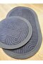 Premium Non-Slip Base Bath Mat with Jute Edge Detail Oval Round Set 100X60-60X60 - 5